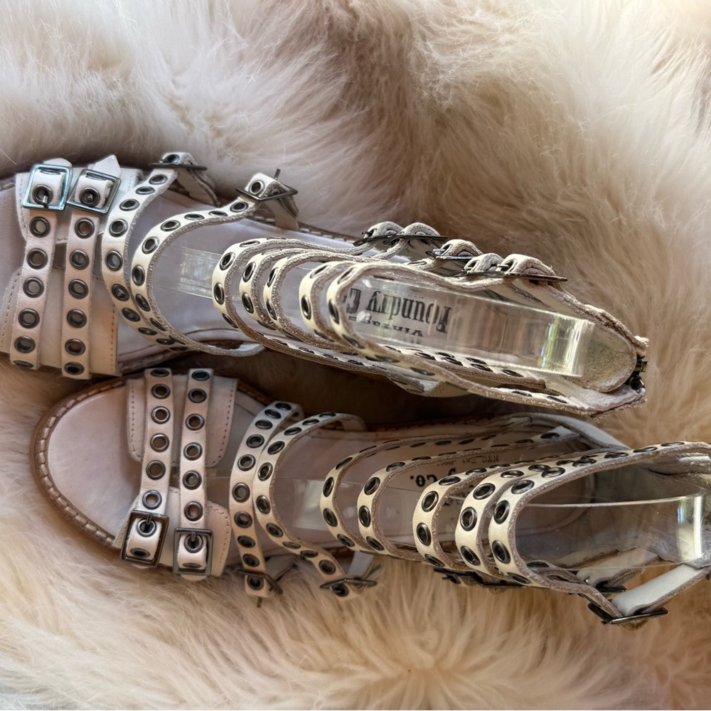 New Vintage Foundry Co. White Ivory Sandals heels gladiator strappy leather 6 - Picture 5 of 17